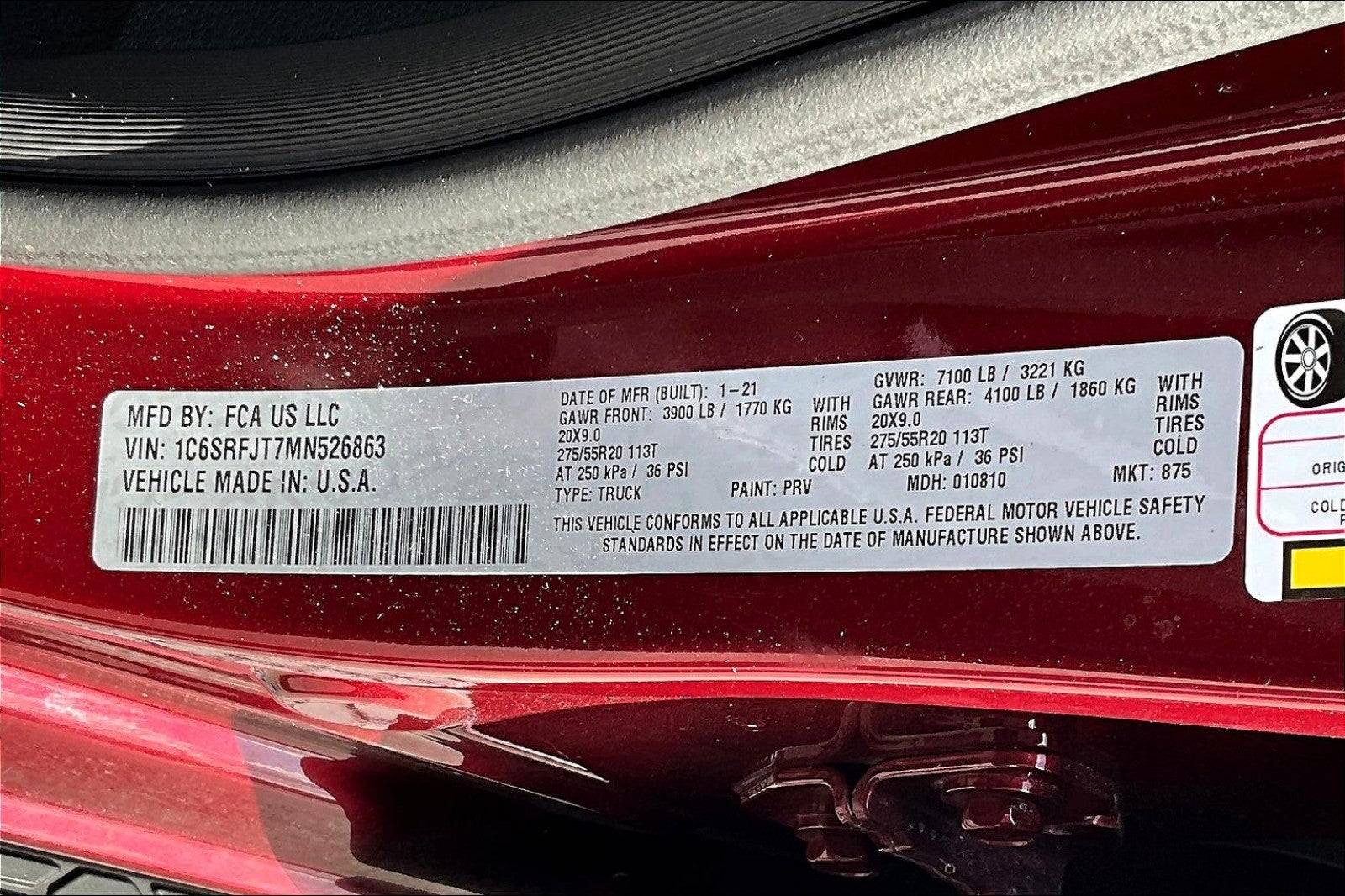 2021 RAM 1500 Laramie Crew Cab 4x4 5'7' Box