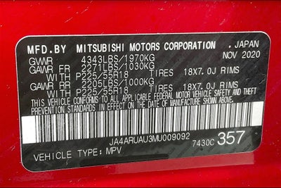 2021 Mitsubishi Outlander Sport 2.0 ES