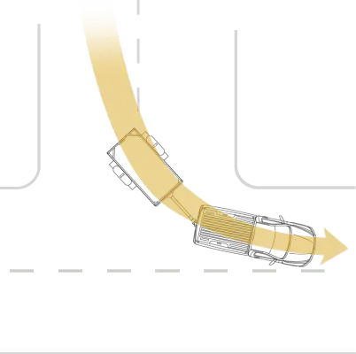 THE LONGER THE TRAILER, THE WIDER THE TURN